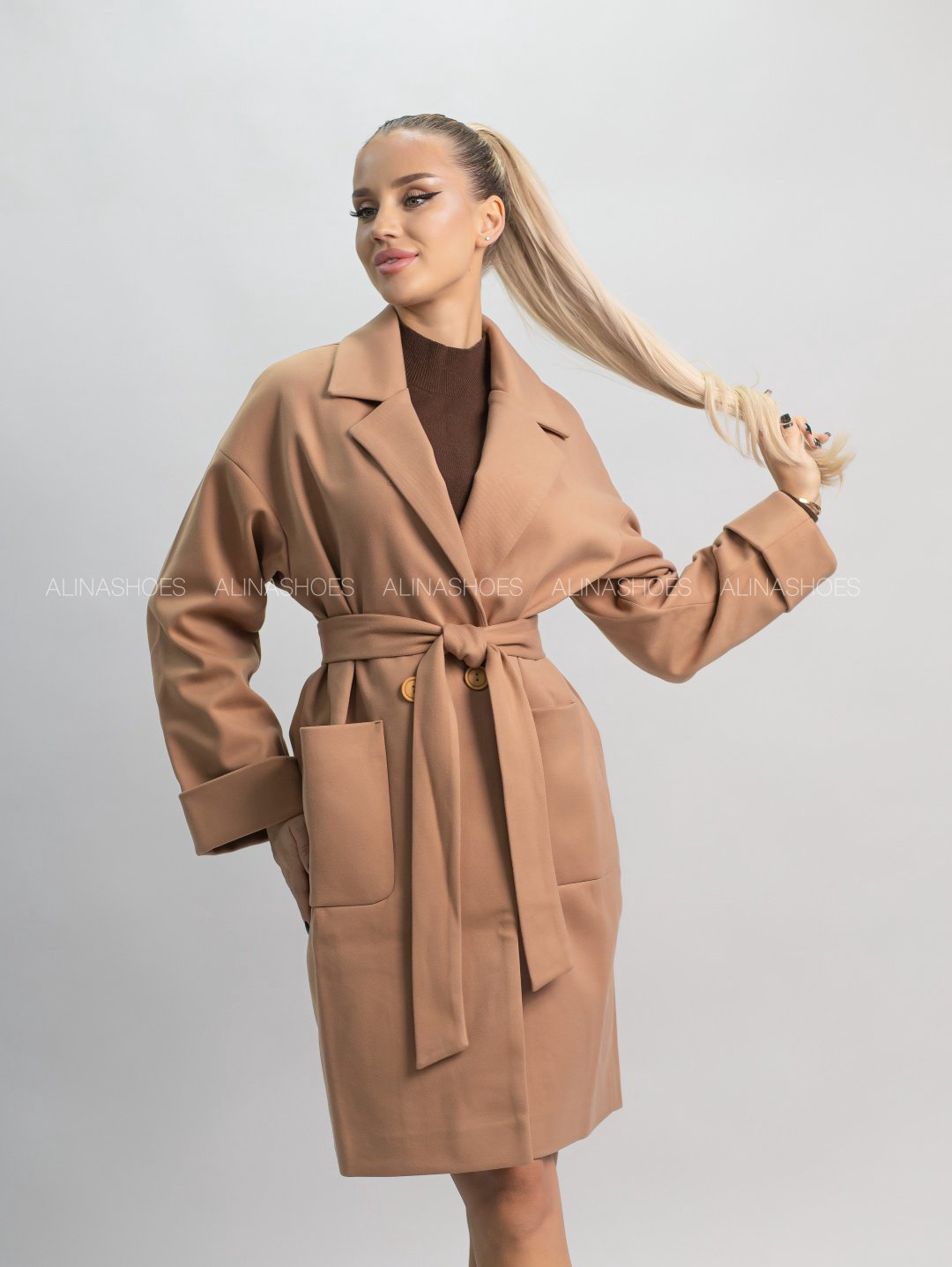 Пальто alinashoes коричневый купить,NaN