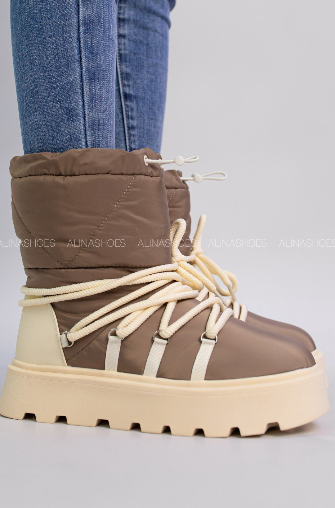 Дутики alinashoes коричневый купить,NaN