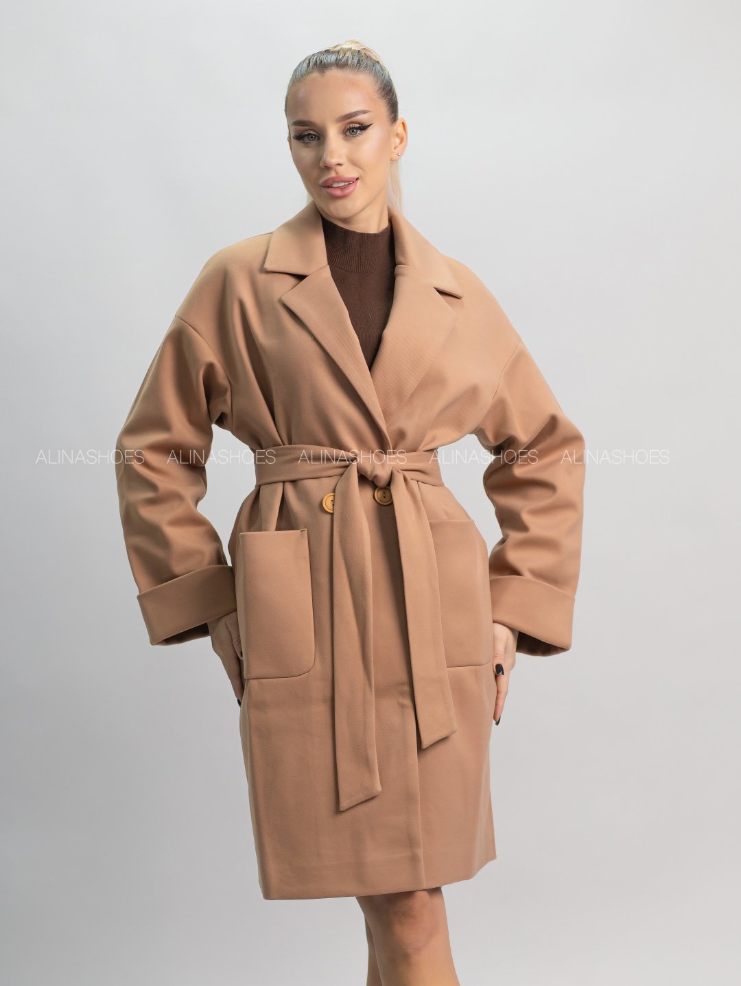 Пальто alinashoes коричневый купить,NaN