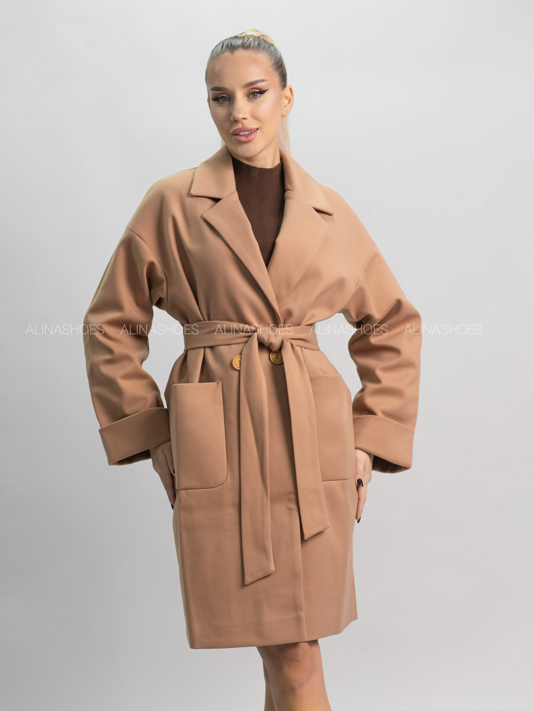 Пальто alinashoes коричневый купить,NaN