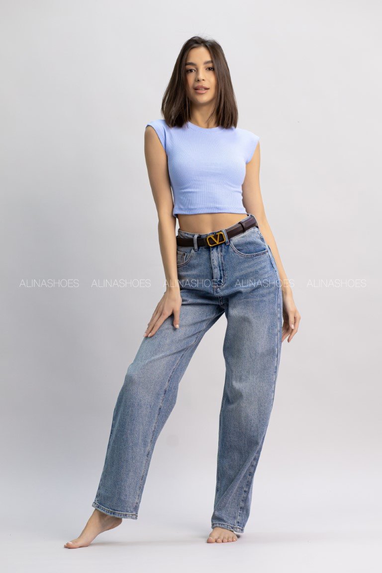 Джинсы бананы alinashoes голубой купить,NaN