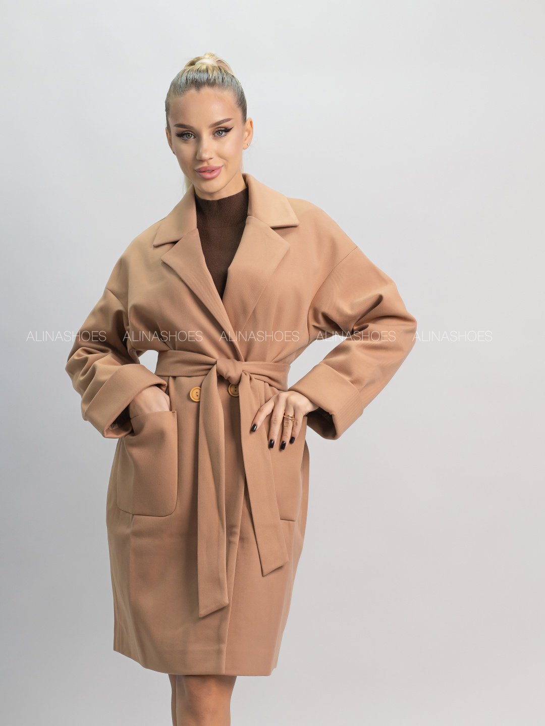 Пальто alinashoes коричневый купить,NaN