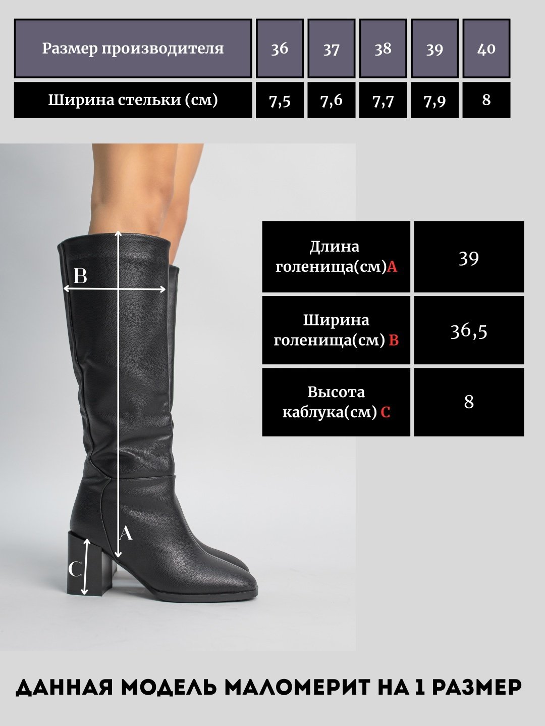 Сапоги alinashoes black 38 купить,NaN
