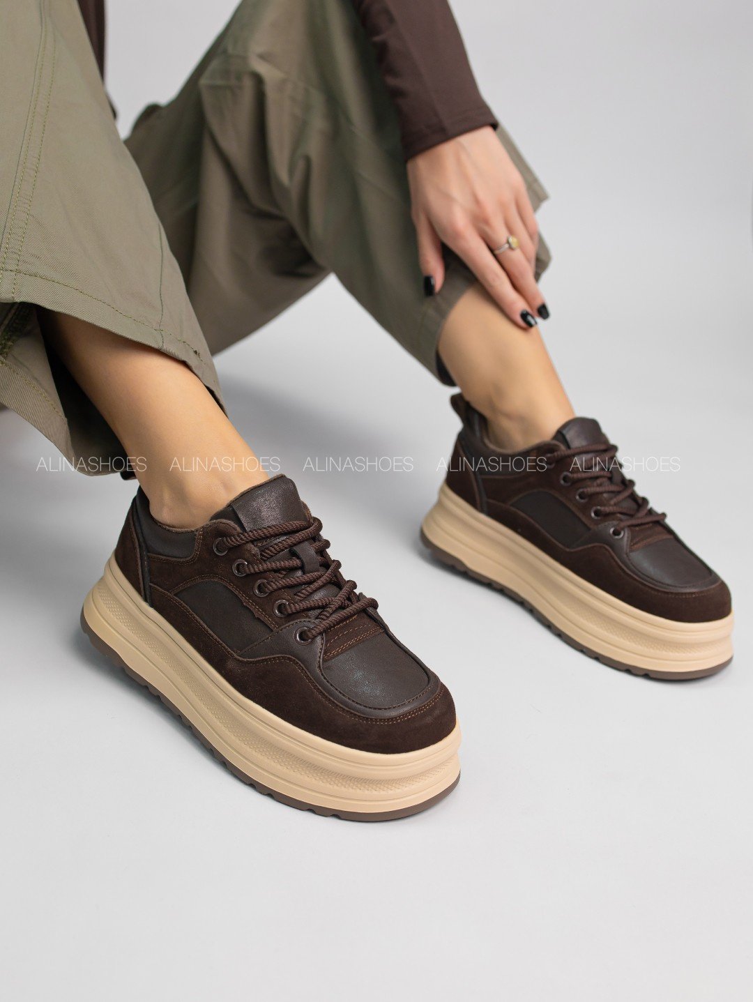 Кроссовки alinashoes кроссовки коричневый купить,NaN