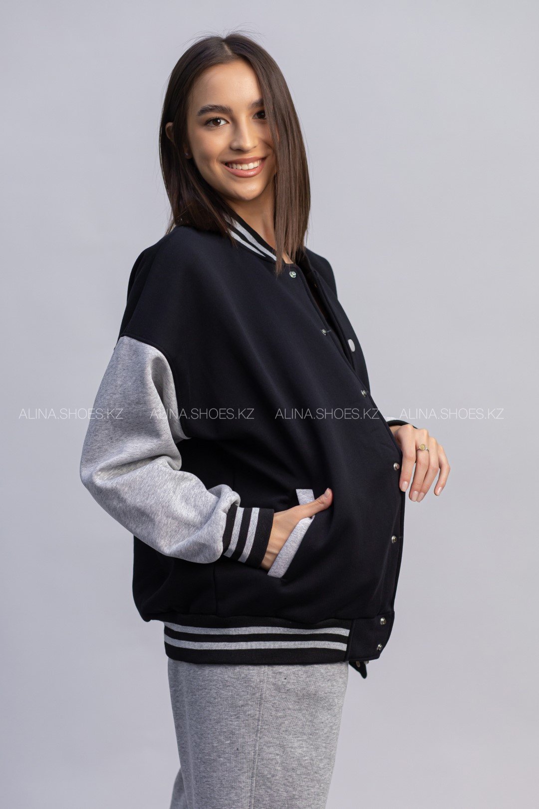 Бомбер alinashoes серый купить,NaN