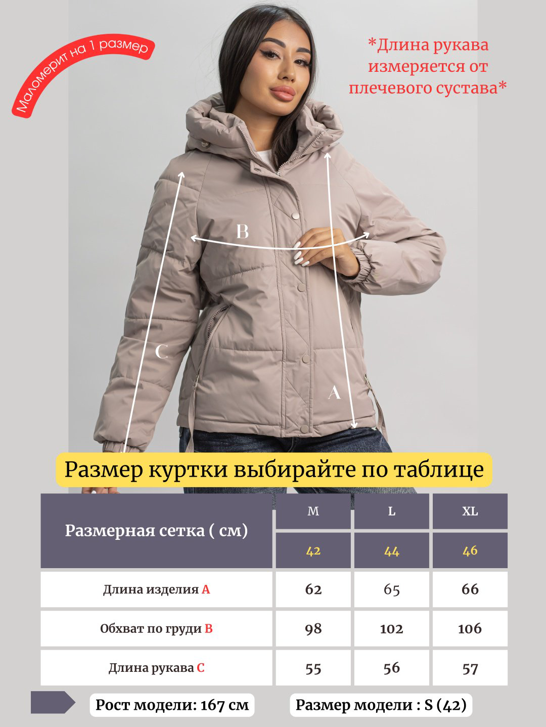 Демисезонная куртка alinashoes темно-бежевый купить,NaN