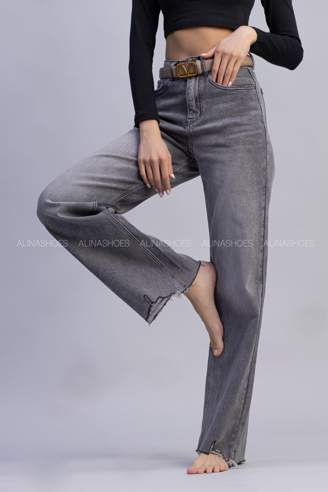Джинсы прямые alinashoes серый купить,NaN