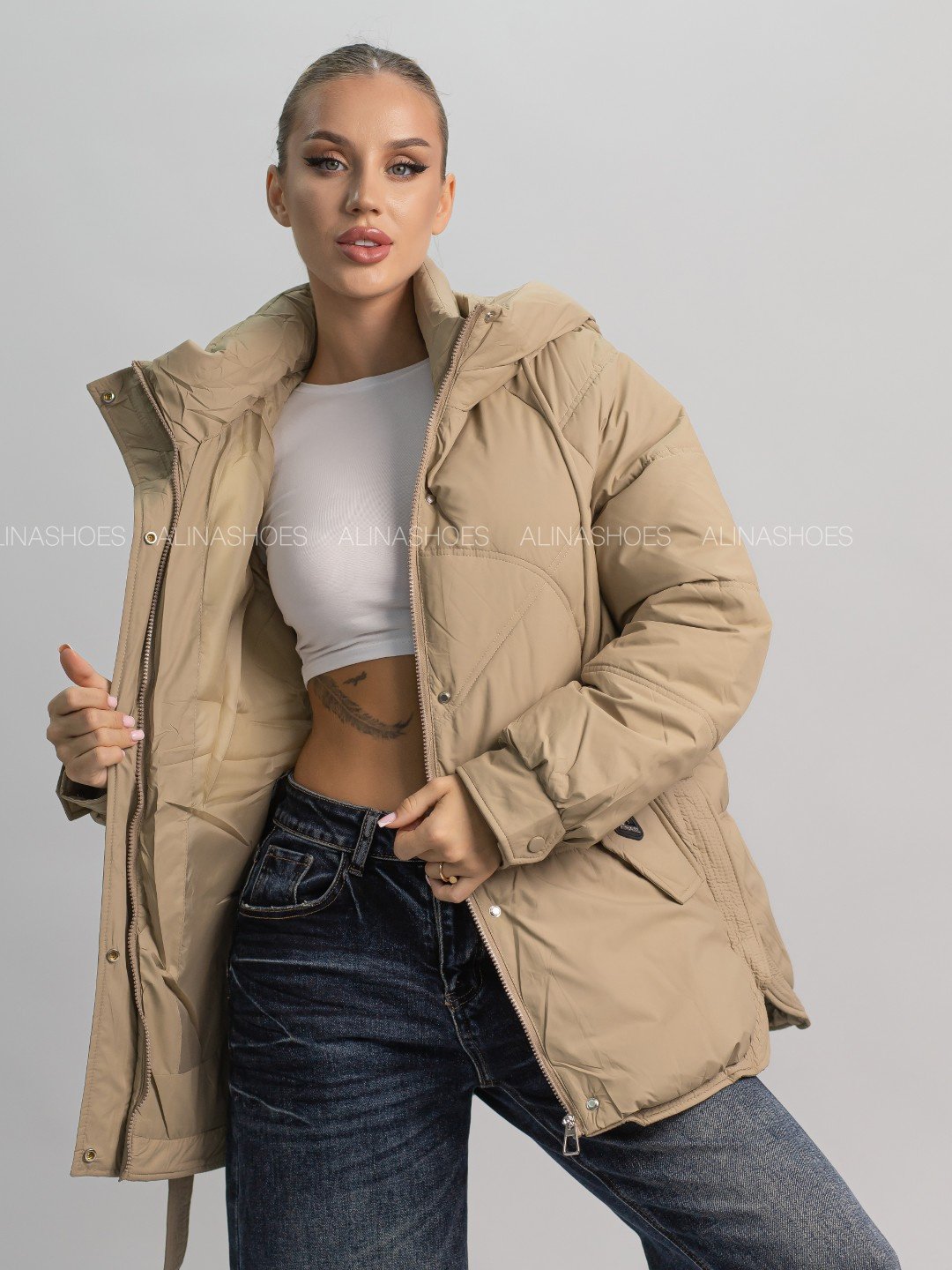 Зимняя куртка alinashoes темно-бежевый купить,NaN