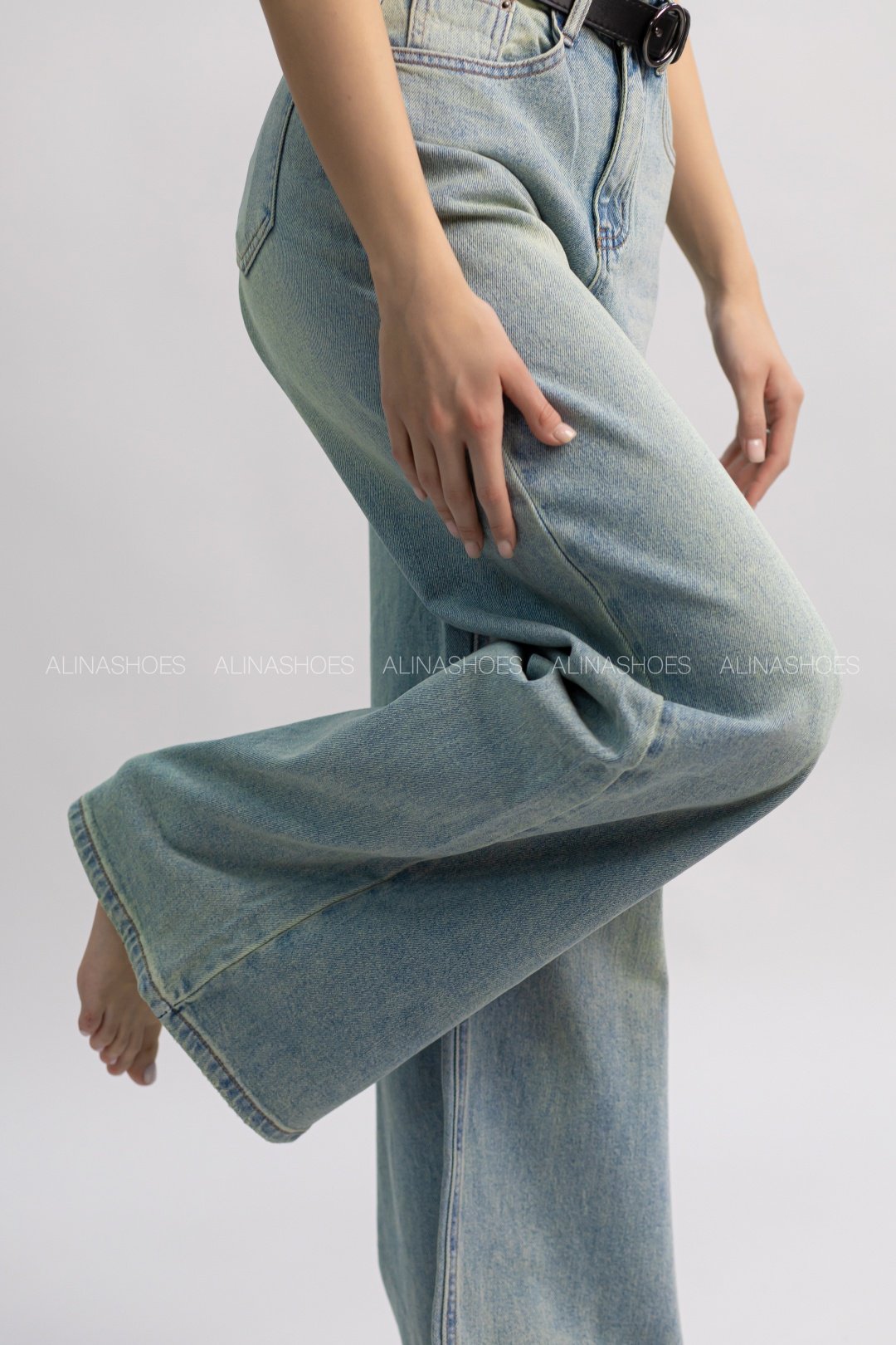 Джинсы палаццо alinashoes бирюзовый купить,NaN