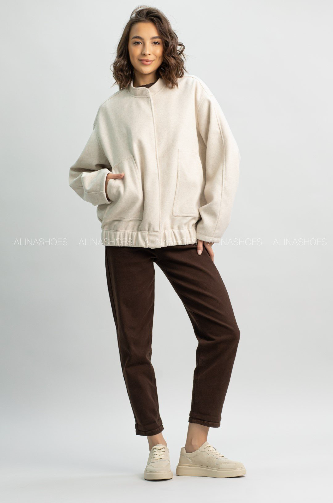 Бомбер alinashoes бежевый купить,NaN