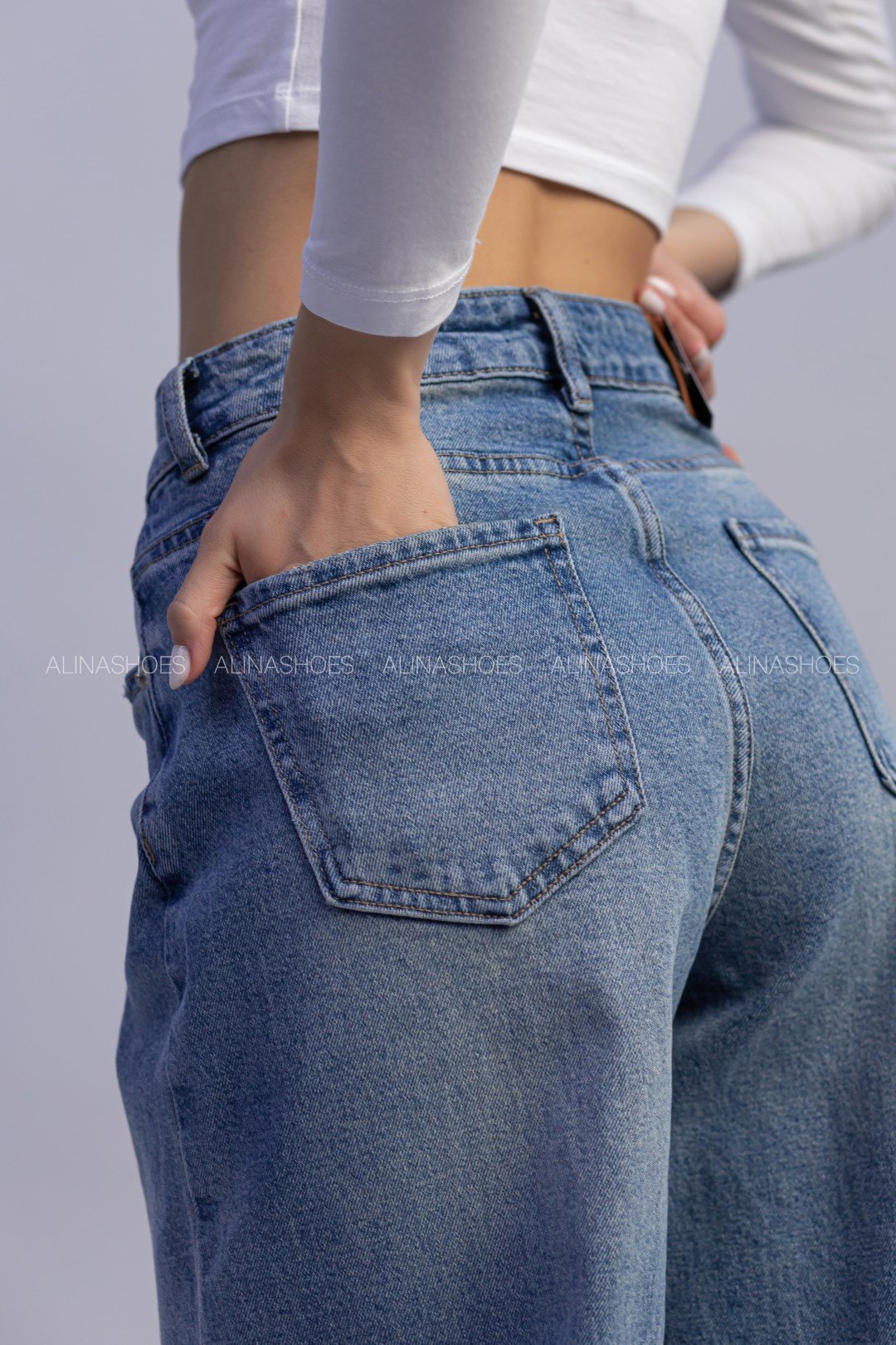Джинсы багги alinashoes синий купить,NaN