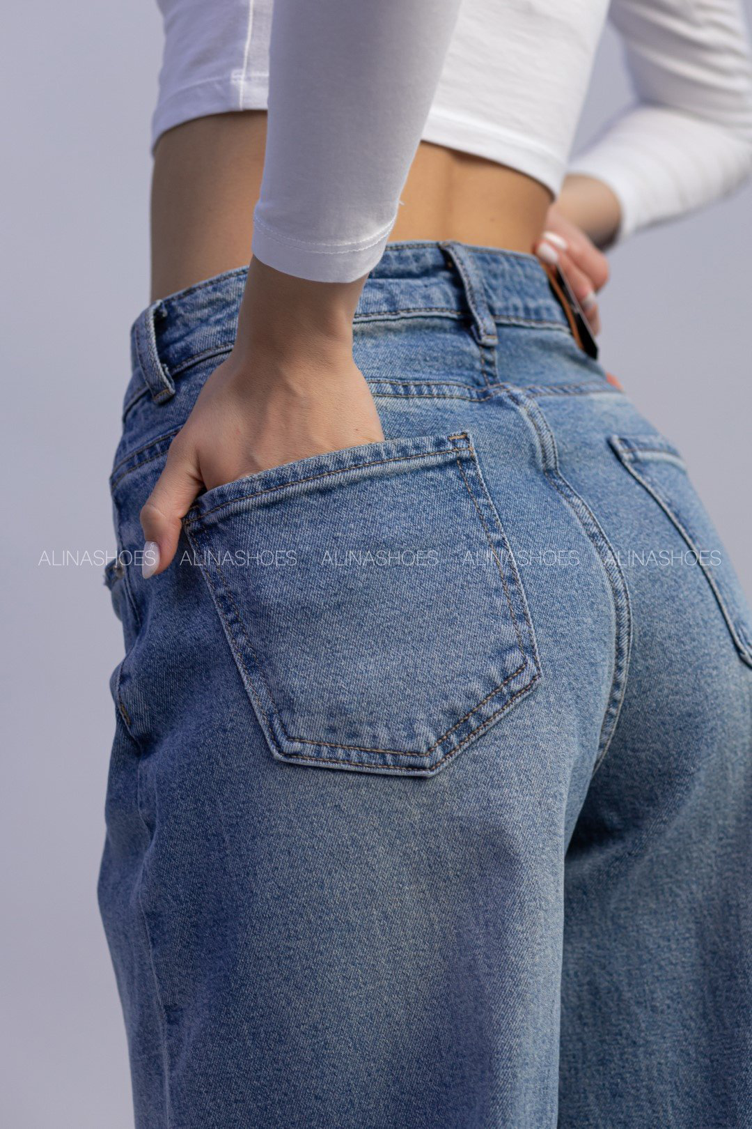 Джинсы багги alinashoes синий купить,NaN
