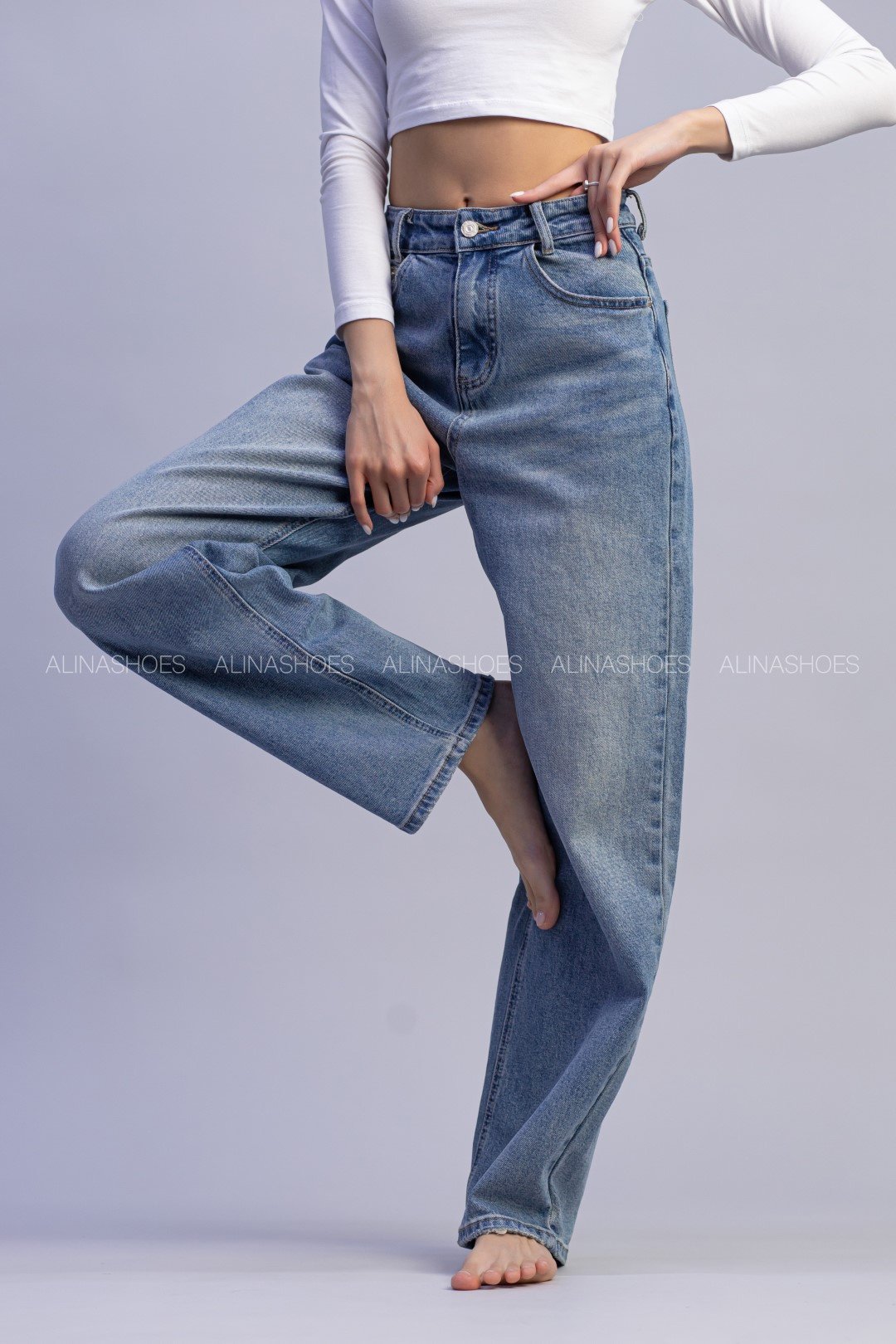 Джинсы багги alinashoes синий купить,NaN