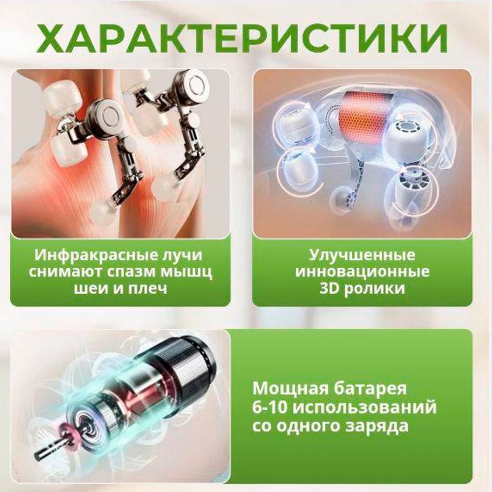 Массажер 2buy.kz BART 337 воротник 3D-массаж, надавливающий, инфракрасный прогрев купить,NaN