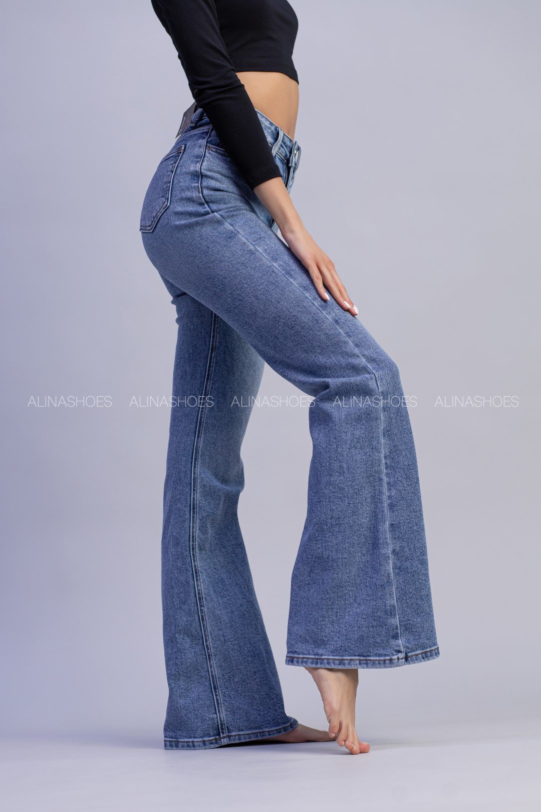 Джинсы клеш alinashoes синий купить,NaN