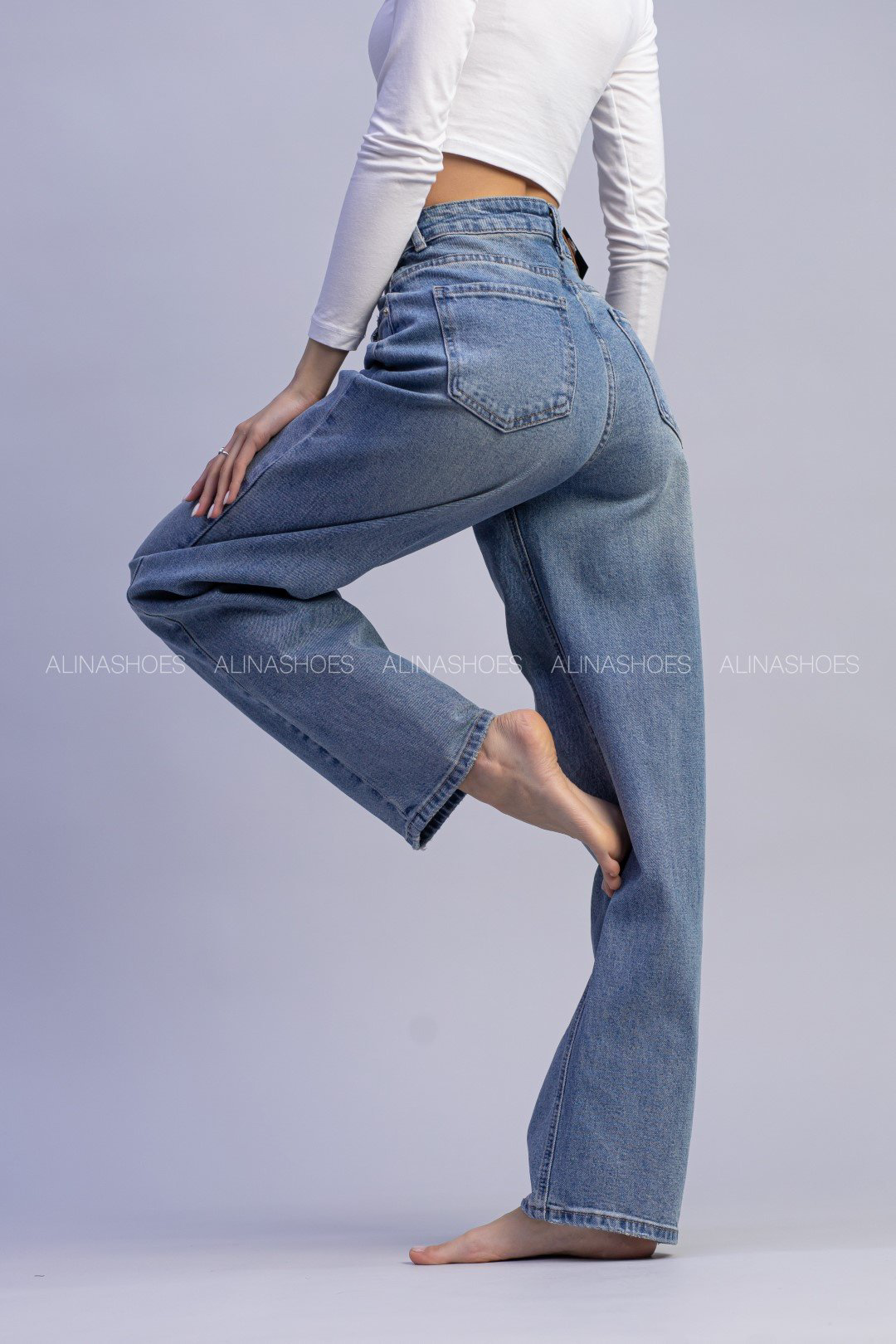 Джинсы багги alinashoes синий купить,NaN
