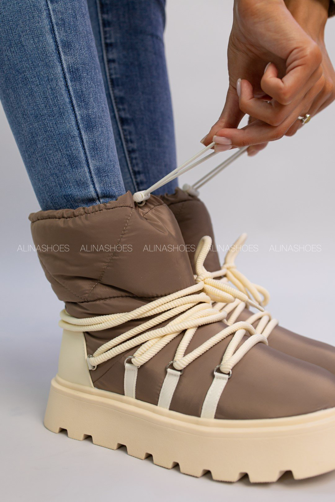 Дутики alinashoes коричневый купить,NaN
