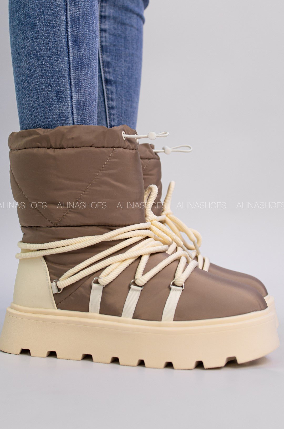 Дутики alinashoes коричневый купить,NaN