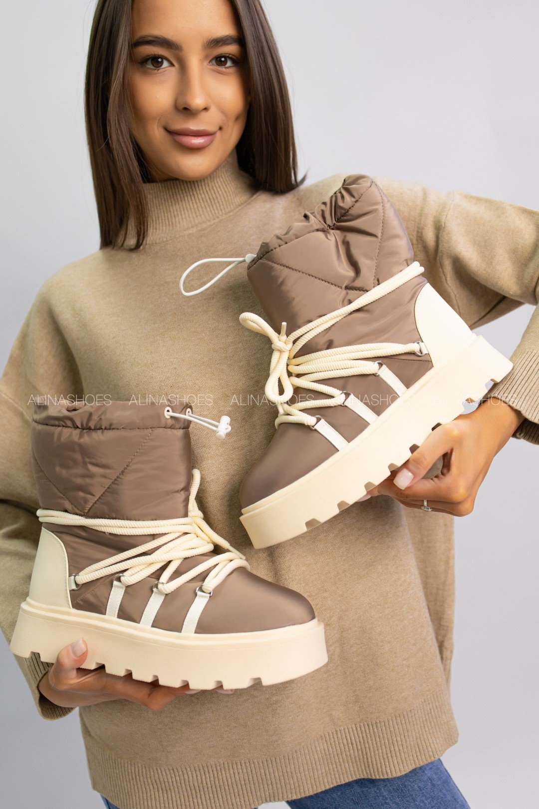 Дутики alinashoes коричневый купить,NaN
