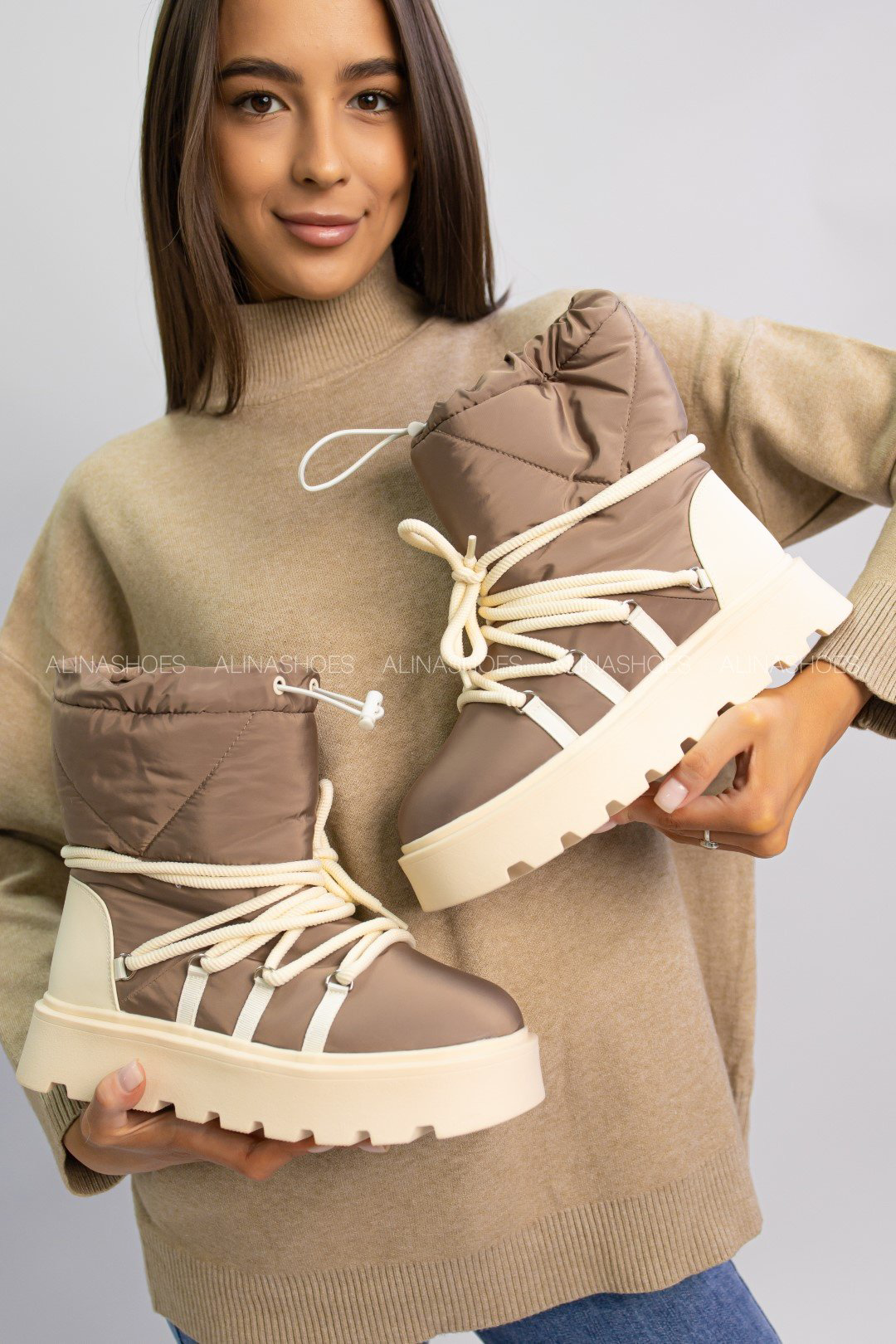 Дутики alinashoes коричневый купить,NaN