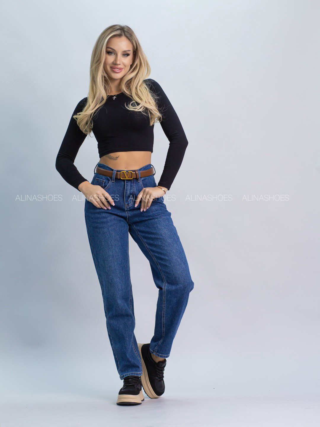 Джинсы джинсы-мом alinashoes синий купить,NaN