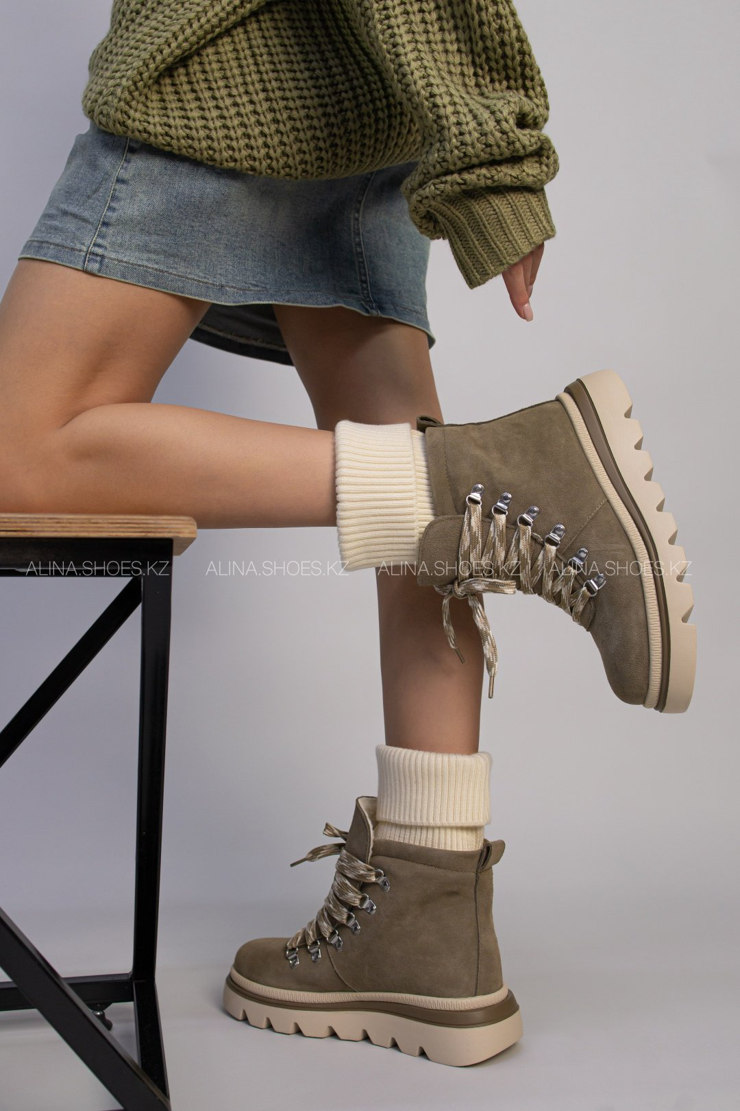 Ботинки alinashoes хаки купить,NaN