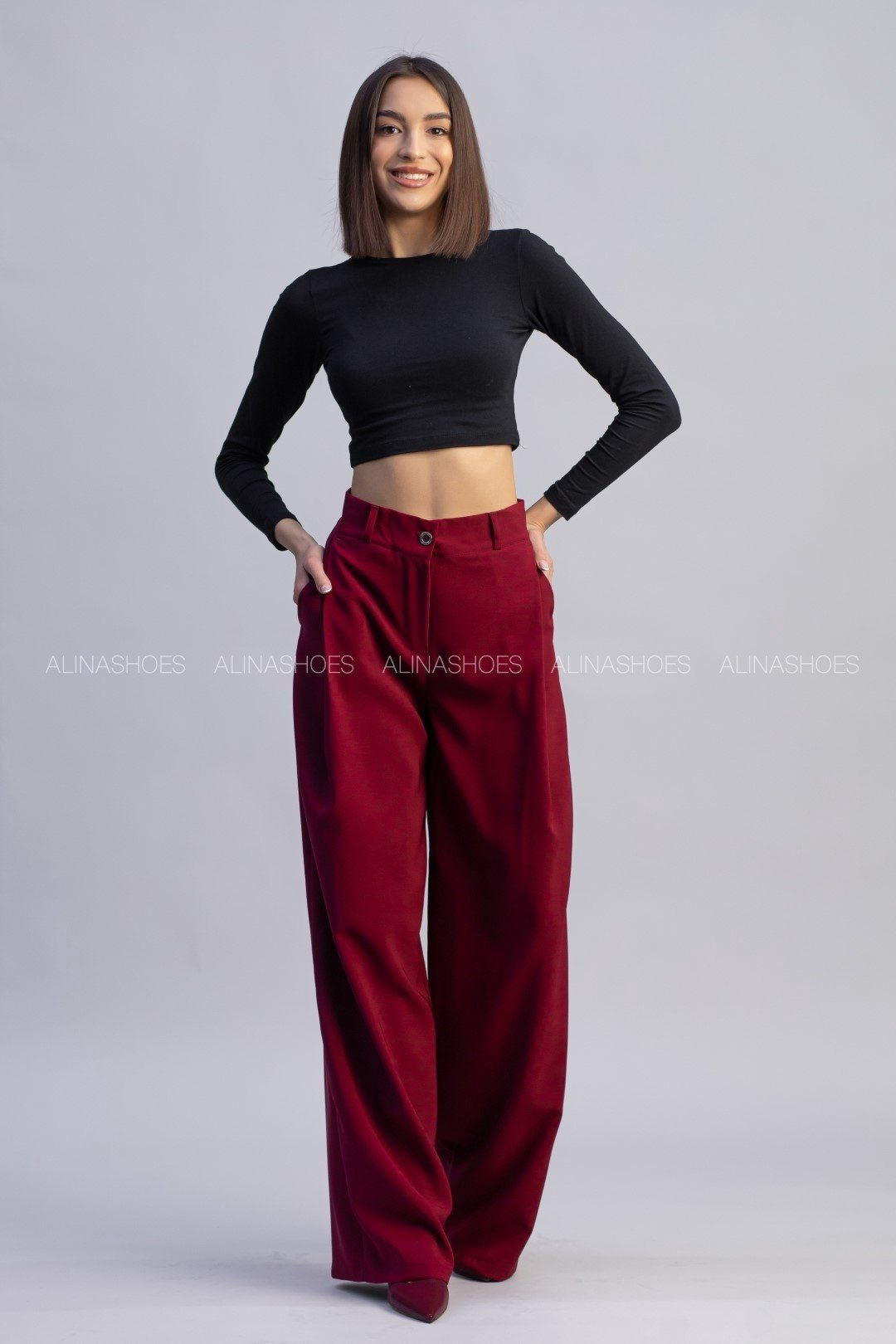 Повседневные брюки alinashoes бордовый купить,NaN