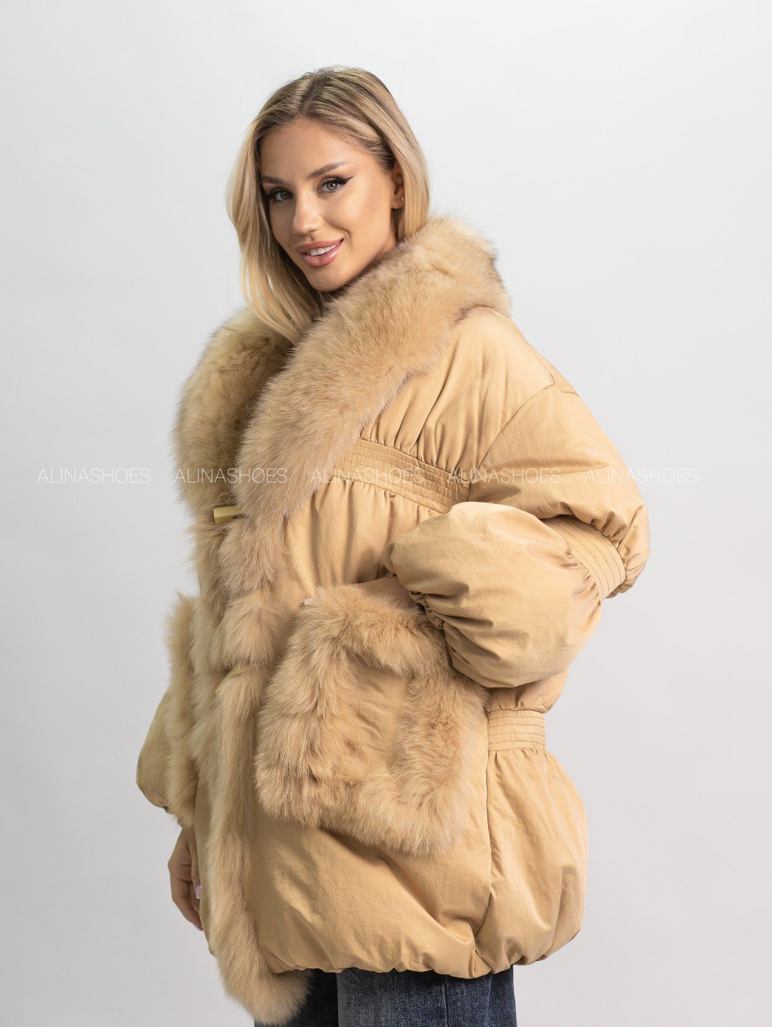 Пуховик alinashoes коричневый купить,NaN