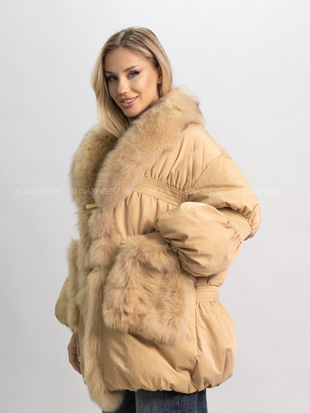 Пуховик alinashoes коричневый купить,NaN