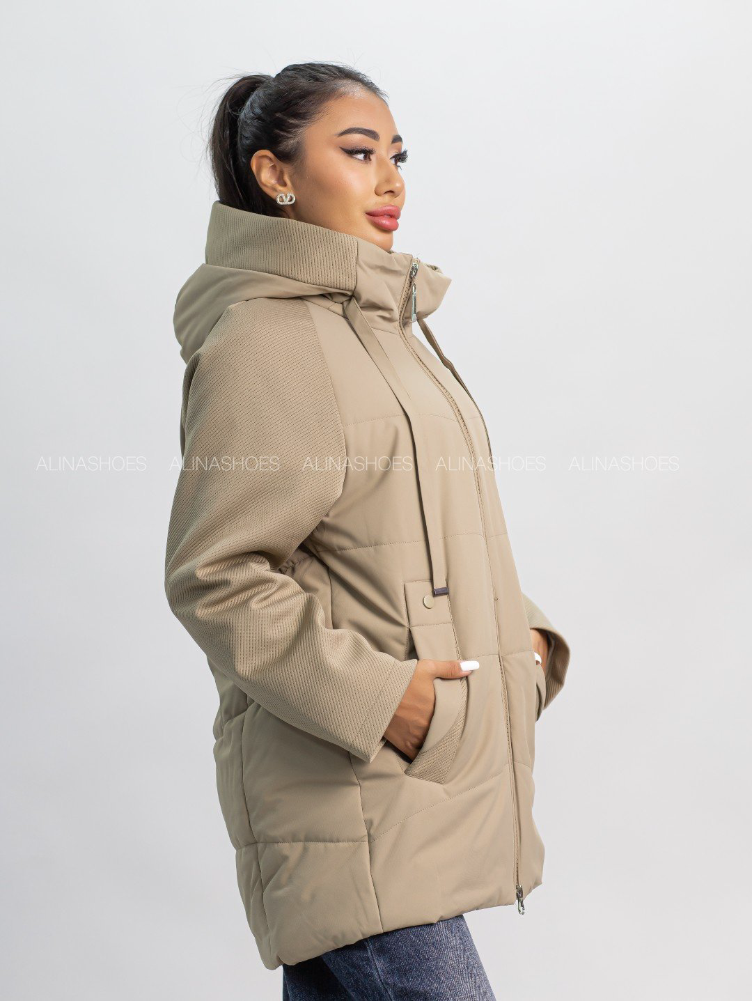 Демисезонная куртка alinashoes темно-бежевый купить,NaN