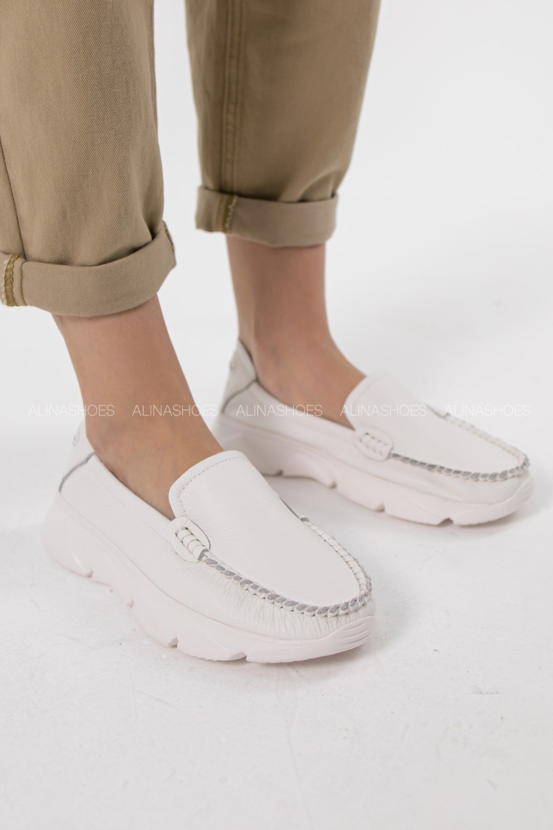 Мокасины alinashoes белый купить,NaN