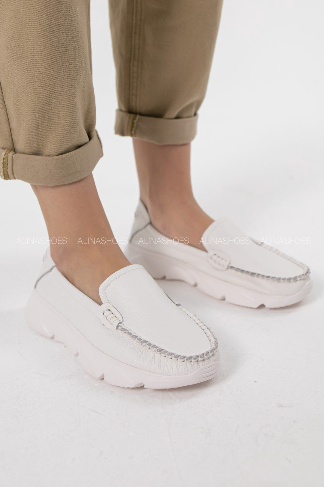 Мокасины alinashoes белый купить,NaN