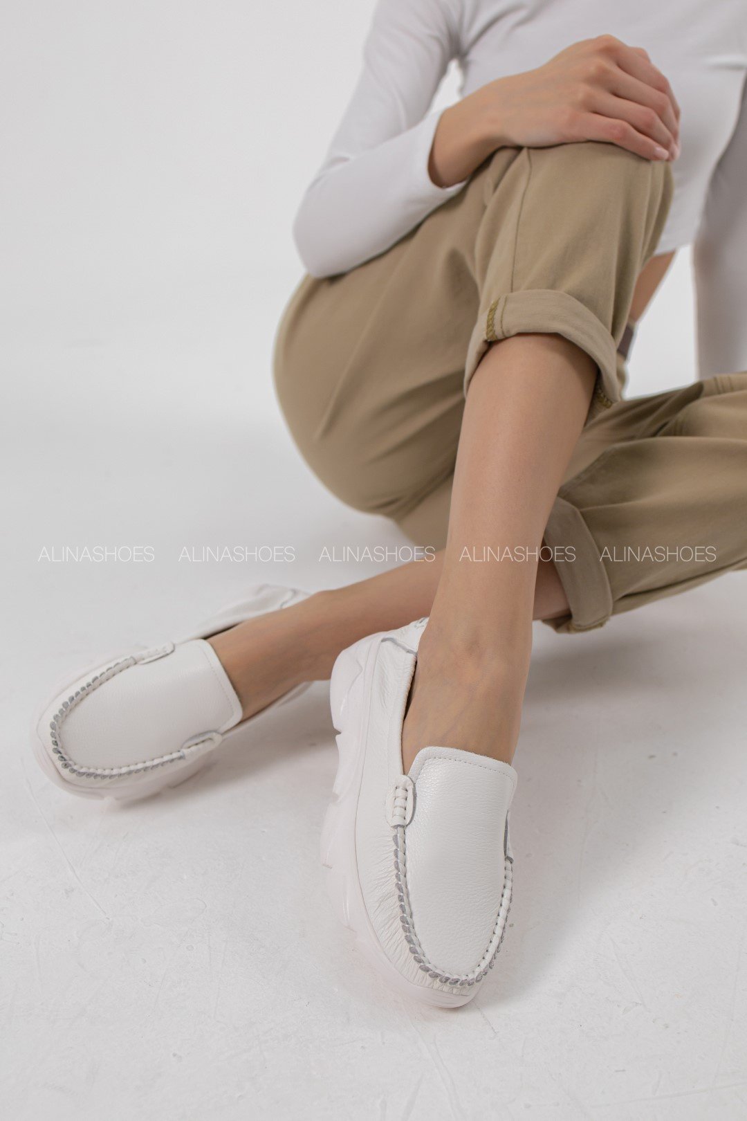 Мокасины alinashoes белый купить,NaN