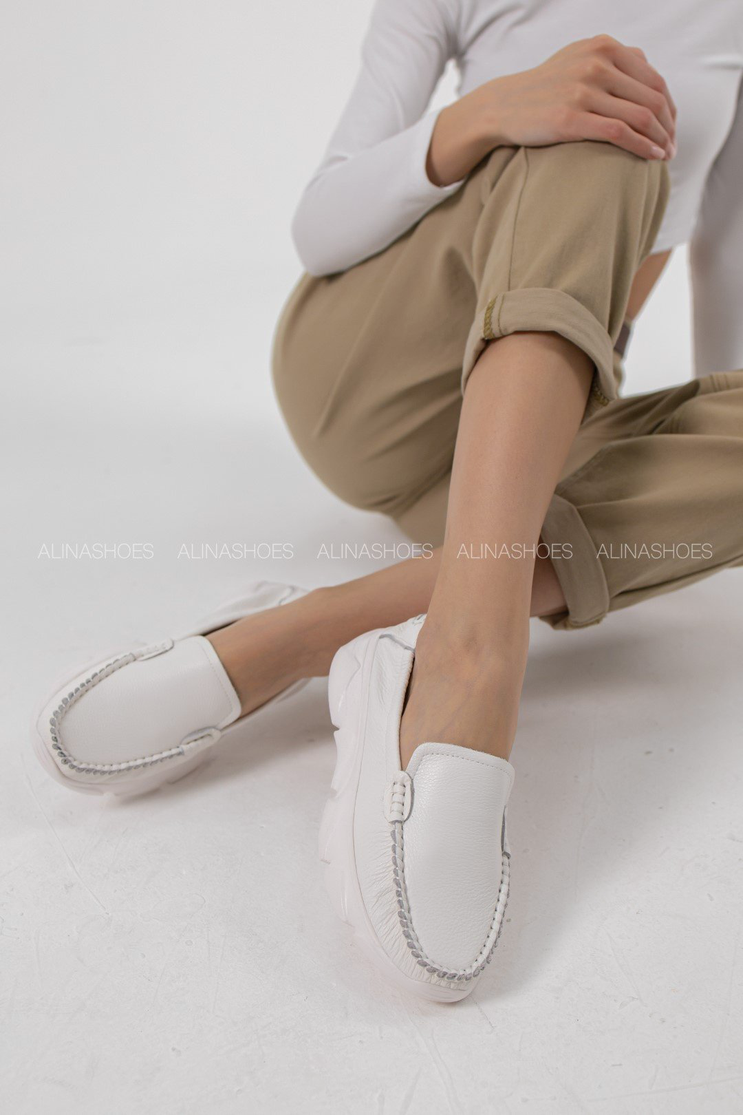 Мокасины alinashoes белый купить,NaN
