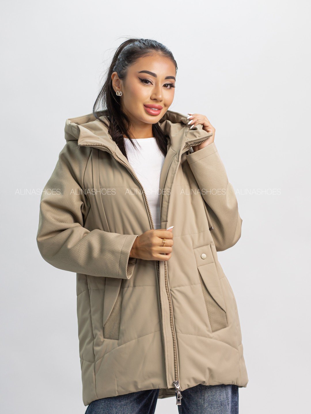 Демисезонная куртка alinashoes темно-бежевый купить,NaN