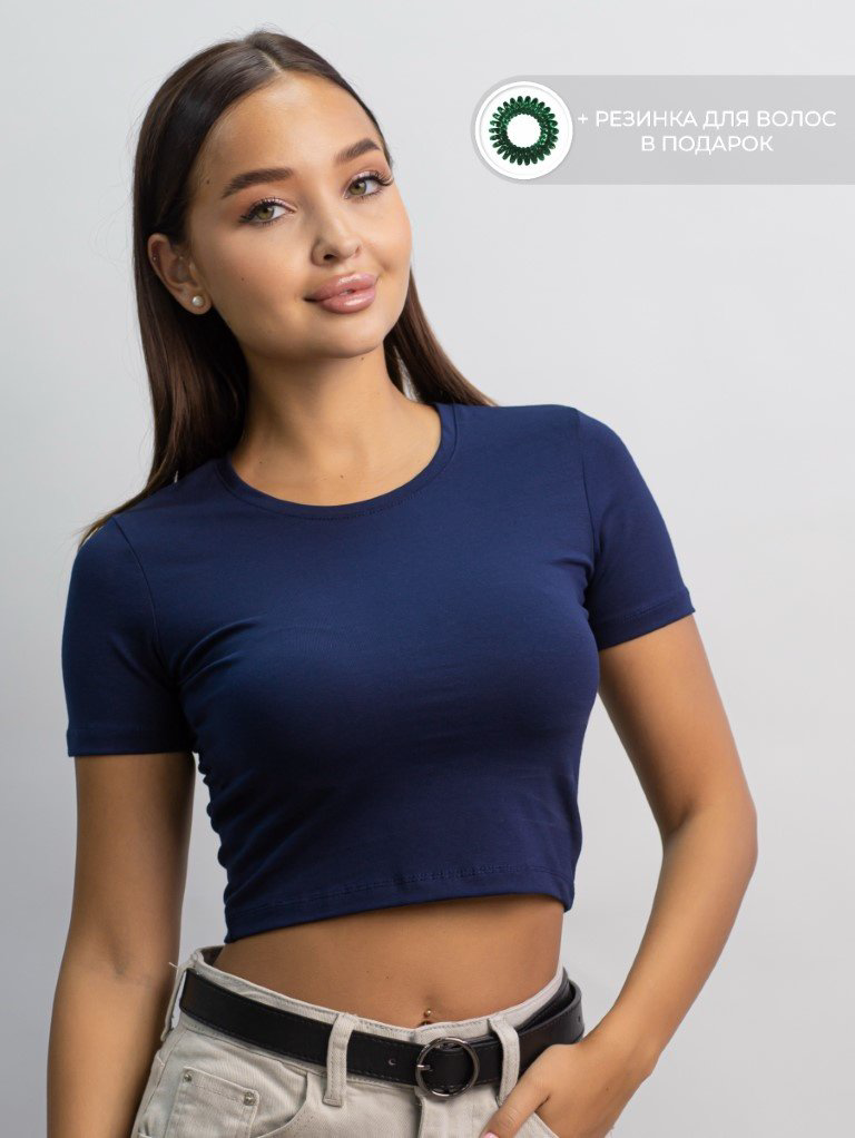 Футболка alinashoes без принта синяя M купить,NaN