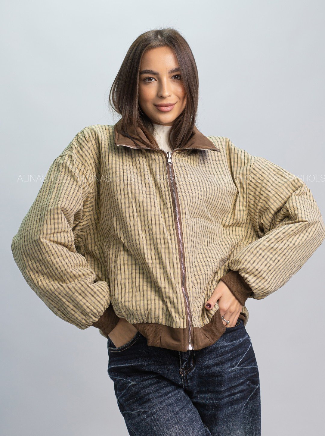 Бомбер alinashoes коричневый купить,NaN