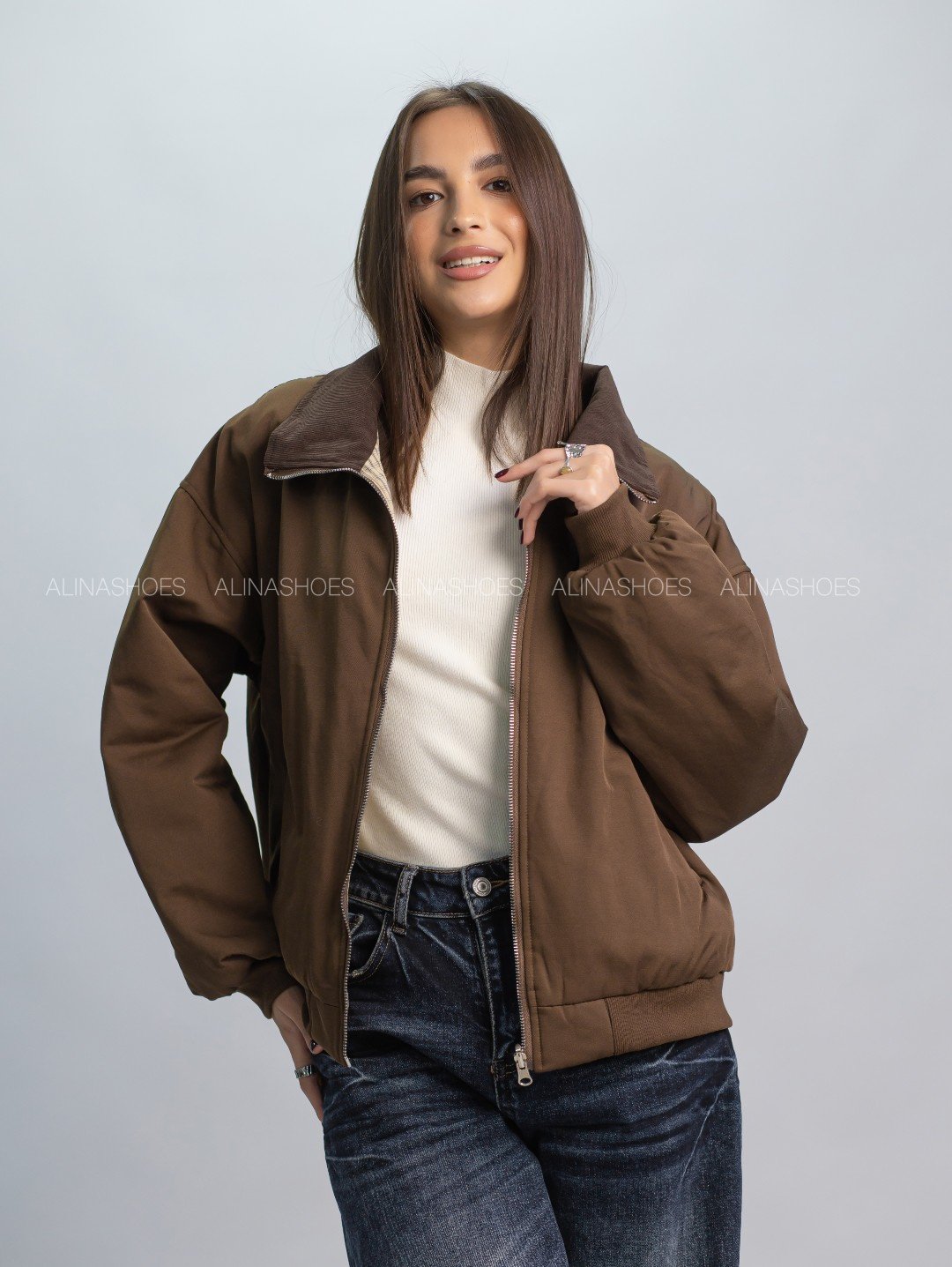 Бомбер alinashoes коричневый купить,NaN