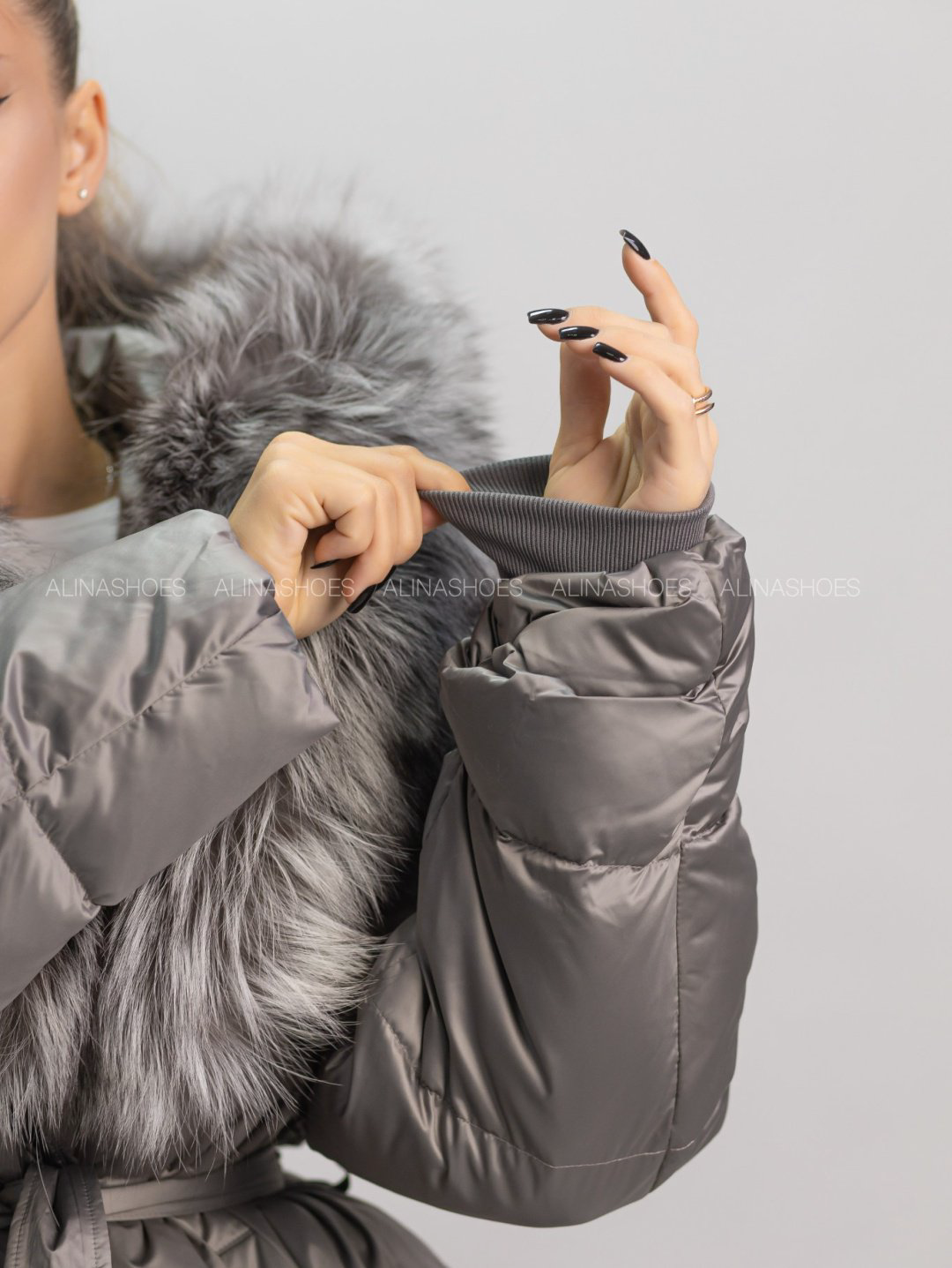 Пуховик alinashoes серый купить,NaN