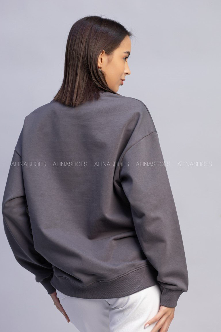 Свитшот alinashoes без принта антрацит XL купить,NaN