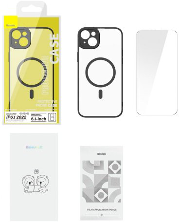 Чехол Baseus для Apple iPhone 14 прозрачный-черный купить,NaN