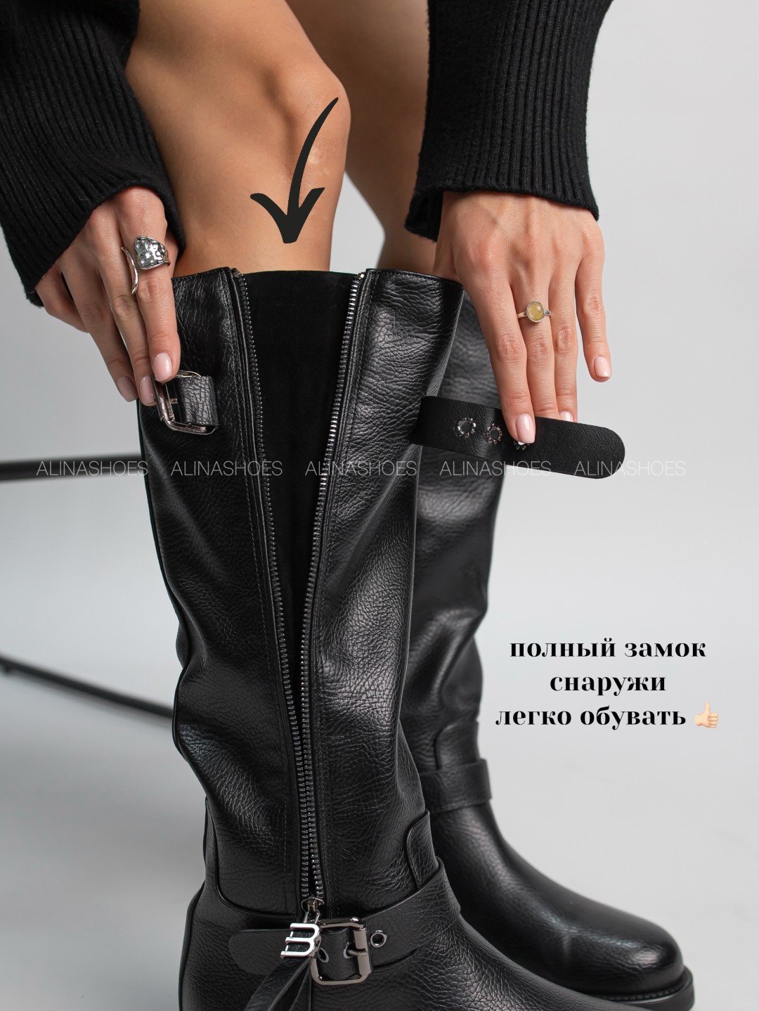 Сапоги alinashoes black 38 купить,NaN