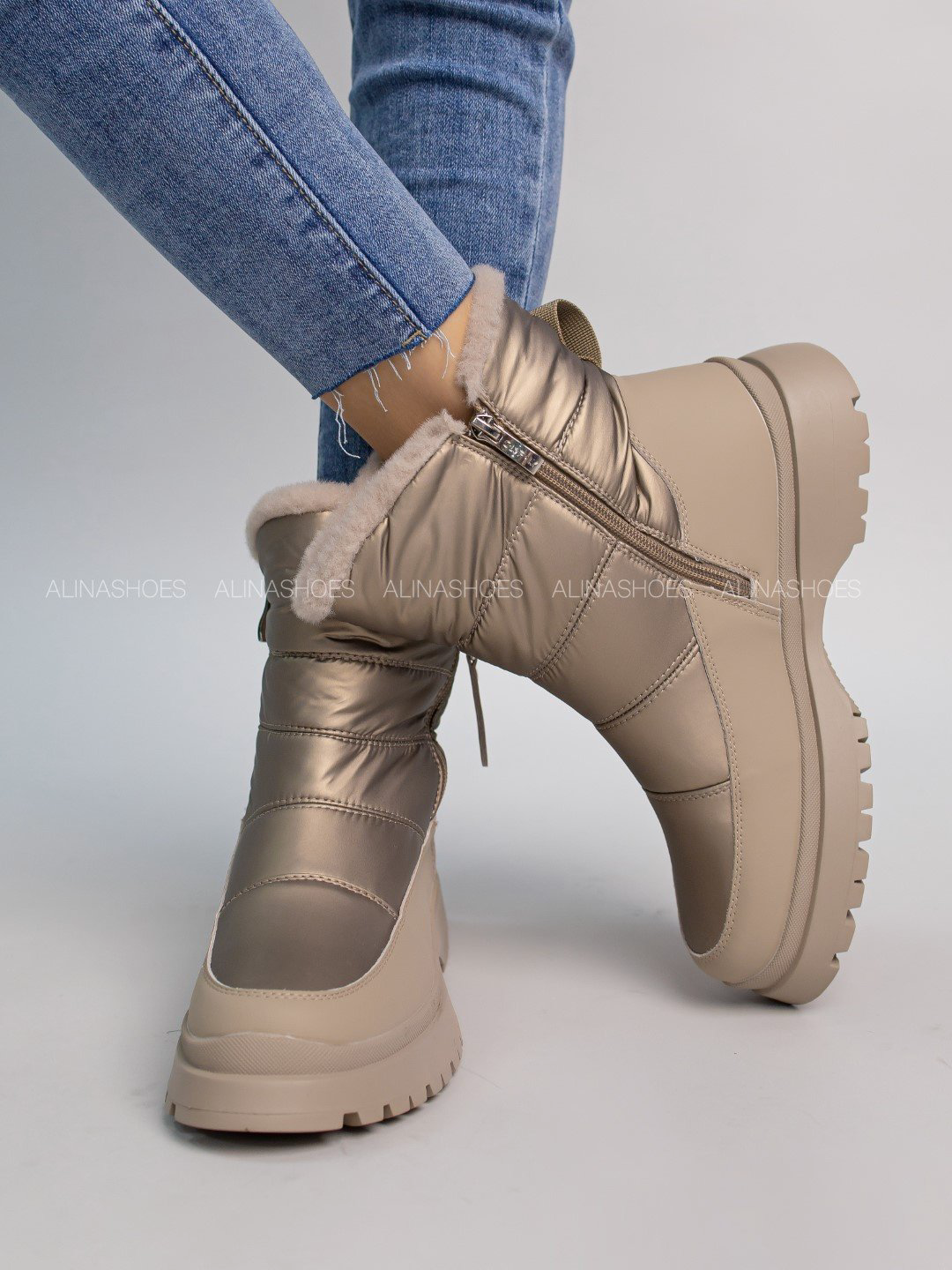 Дутики alinashoes бежевый купить,NaN