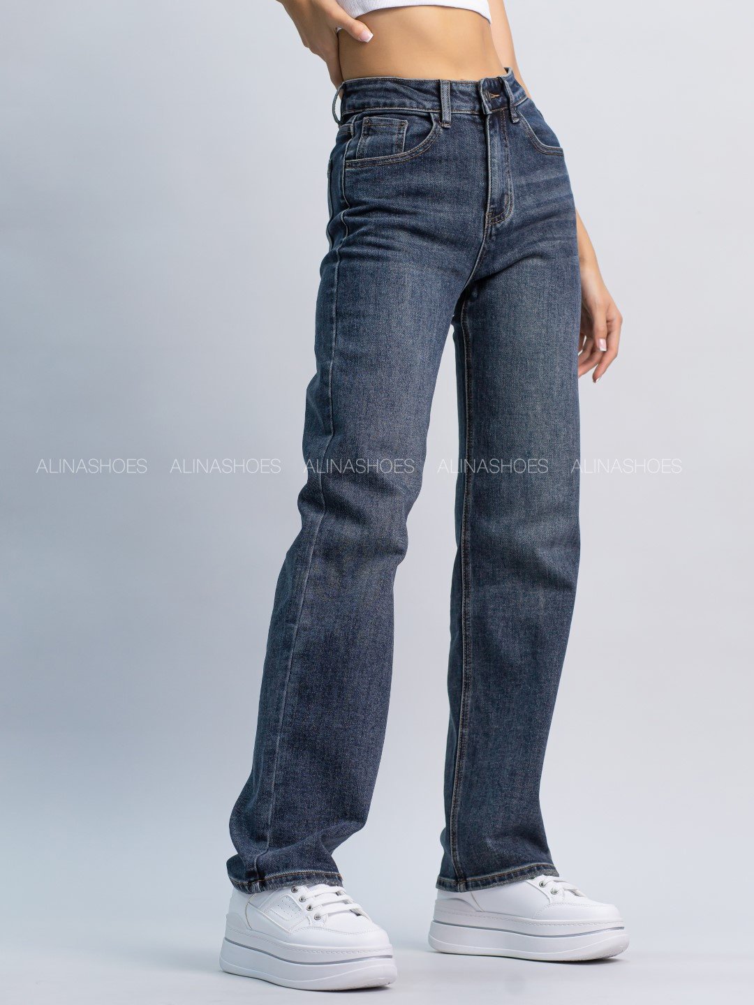 Джинсы прямые alinashoes синий купить,NaN