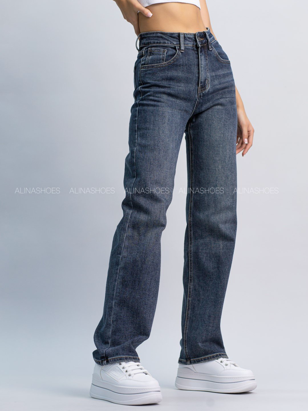 Джинсы прямые alinashoes синий купить,NaN