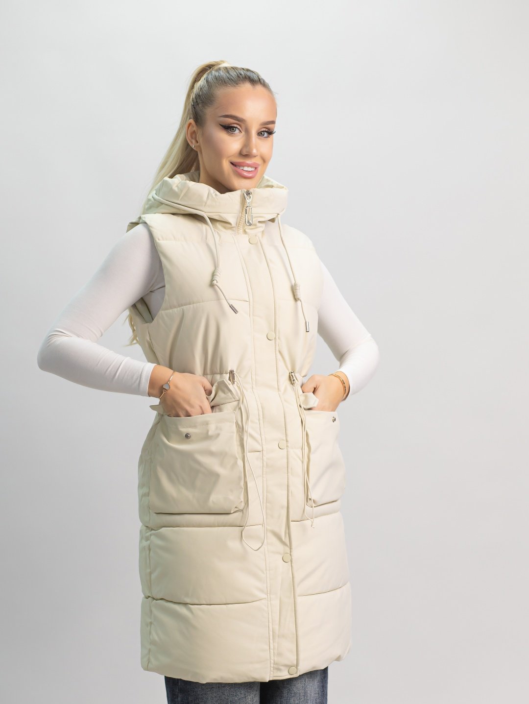 Жилет alinashoes бежевый купить,NaN