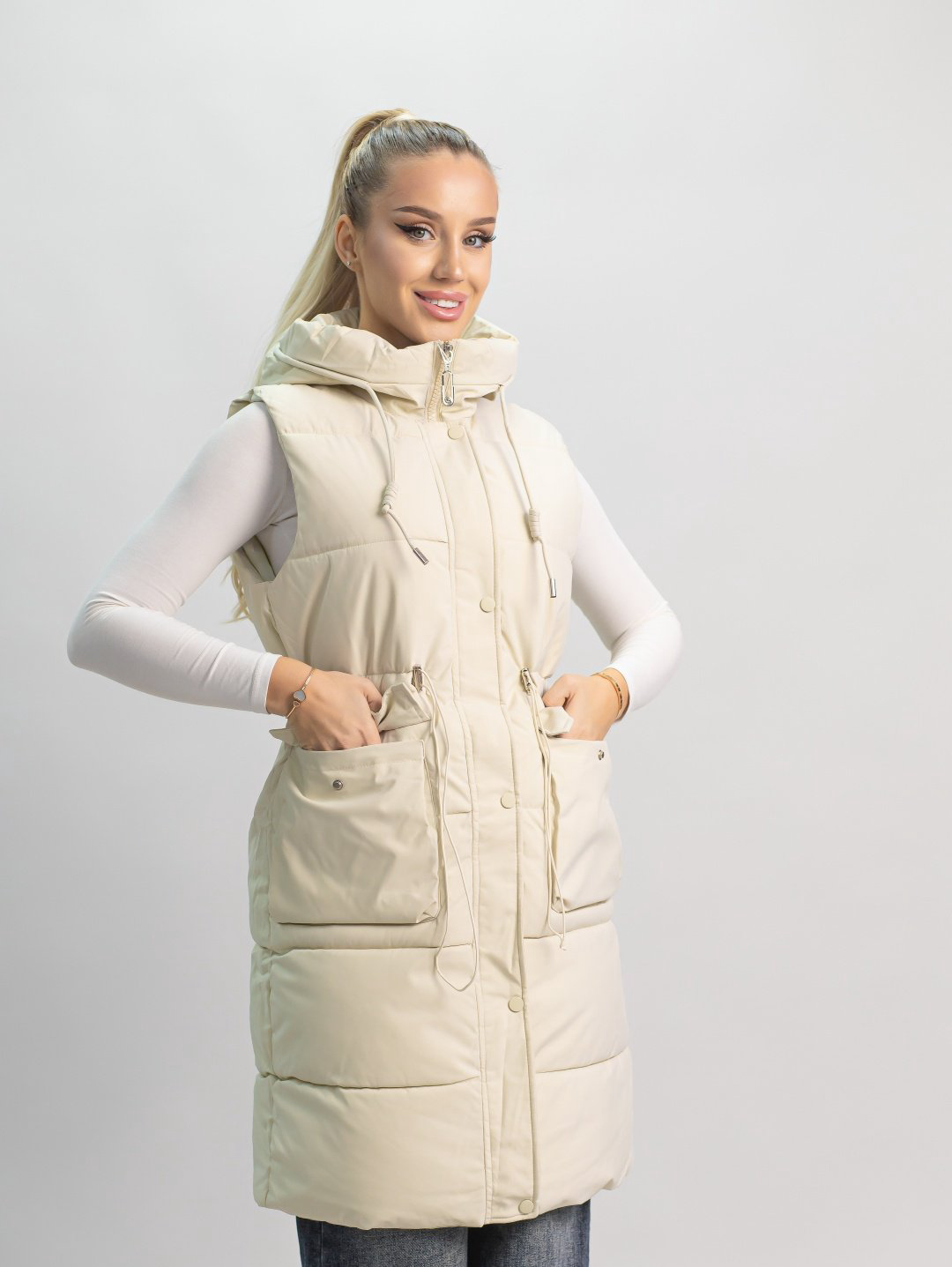 Жилет alinashoes бежевый купить,NaN
