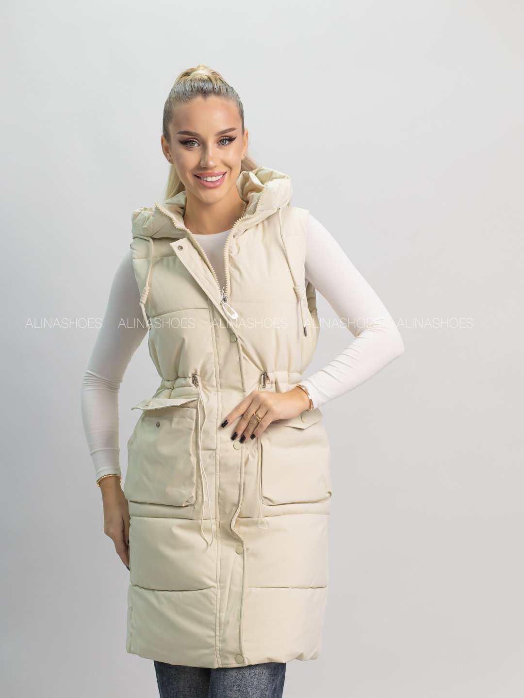 Жилет alinashoes бежевый купить,NaN