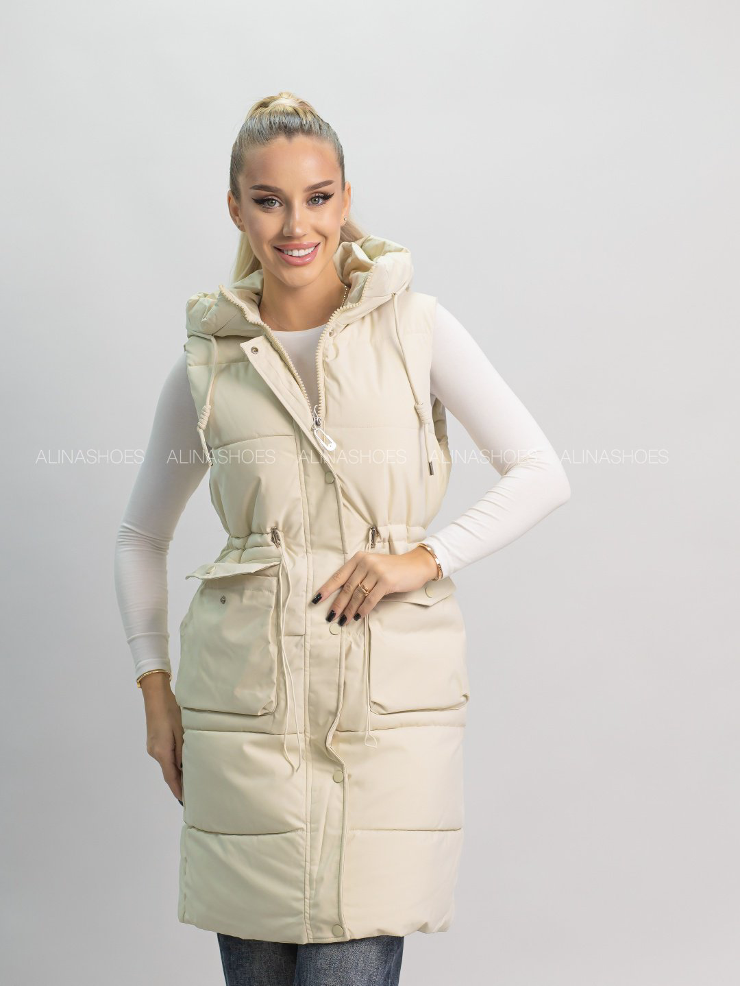 Жилет alinashoes бежевый купить,NaN