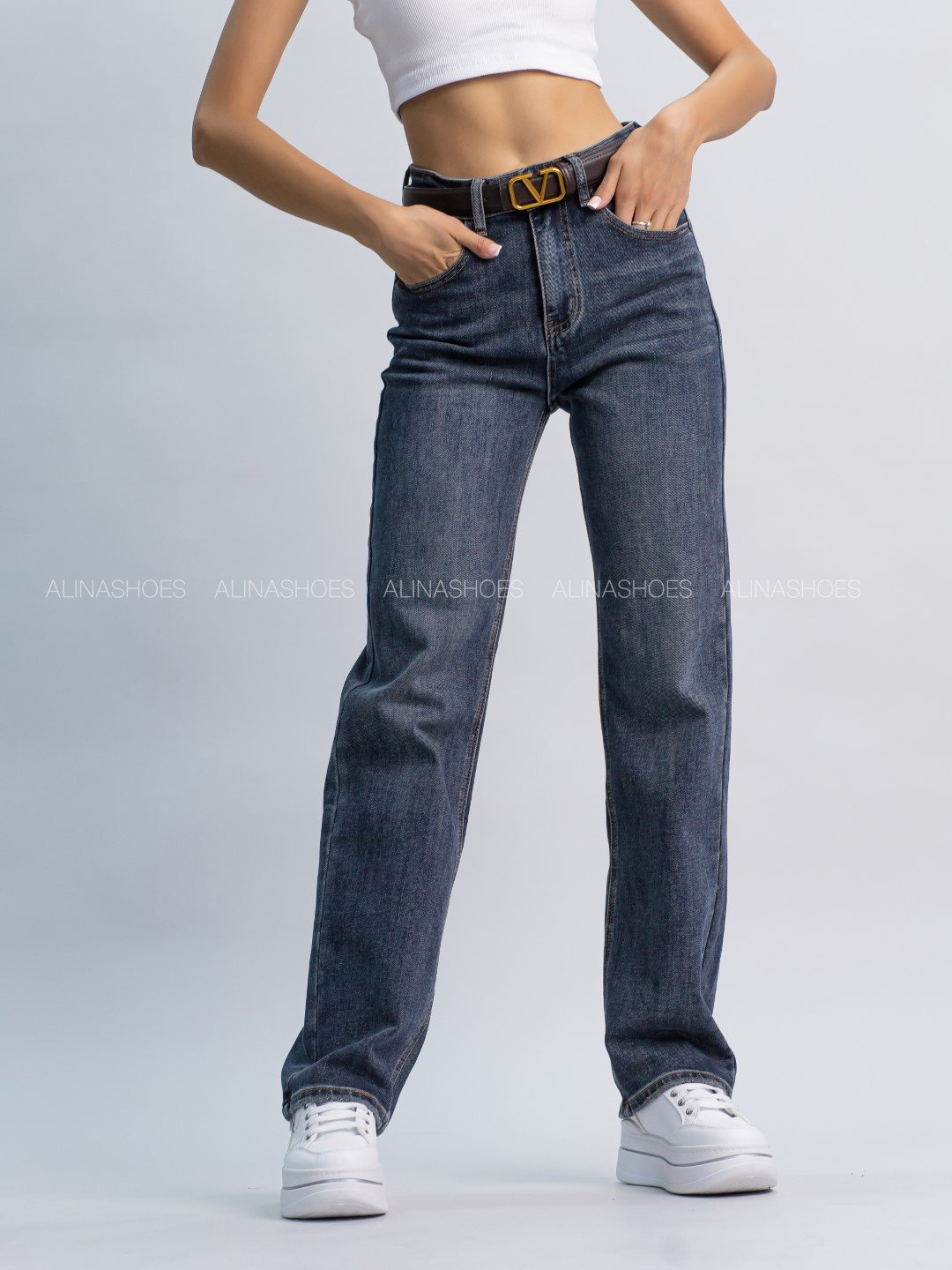 Джинсы прямые alinashoes синий купить,NaN